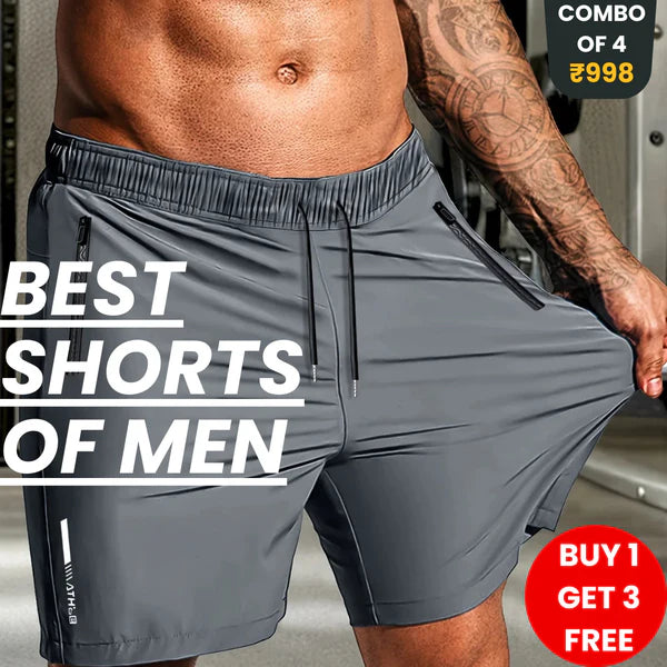 Combo of 4 Men's Stretchable Cotton Shorts for summers ☀️
